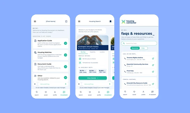 Housing Connector AI assistant screens