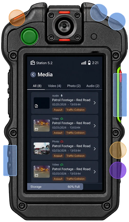 Version 2 media screen with physical controls highlighted