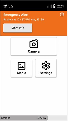 Wireframe of the emergency alert on the home screen