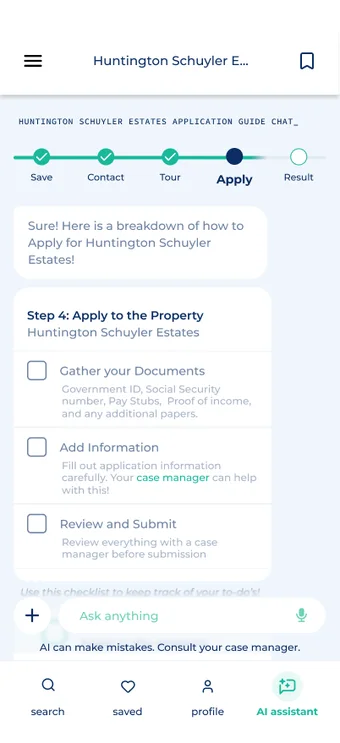 Application checklist