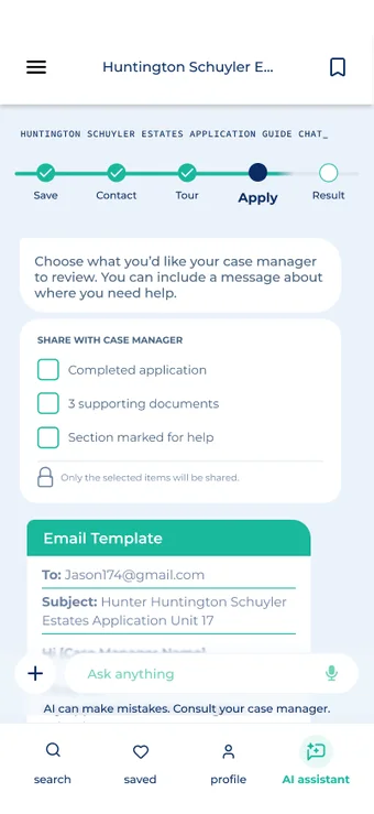 Review request options for the case manager