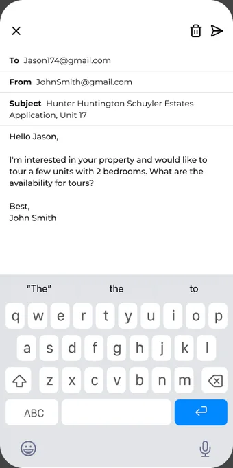 Email draft open in the mail app