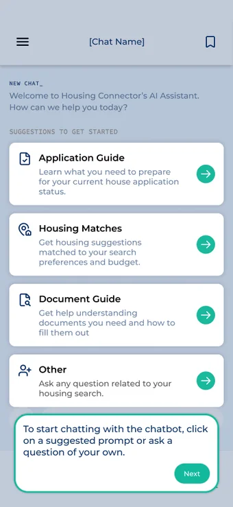Tutorial tooltip pointing to suggested prompts
