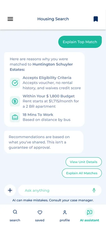 AI explanation of why a property matches