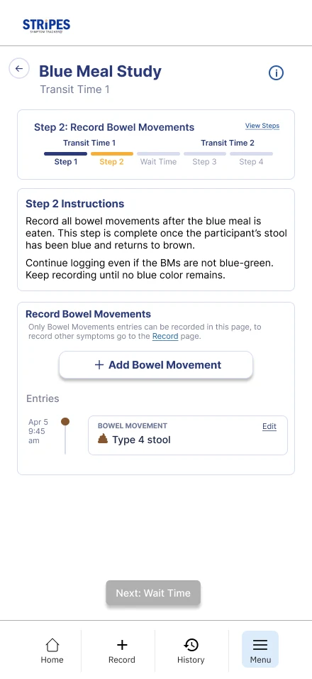 Blue Meal Study step tracker