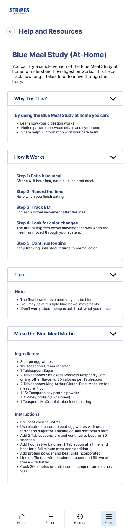 At-home Blue Meal Study guide